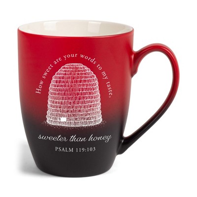 Elanze Designs How Sweet Are Your Words To My Taste Sweeter Than Honey Two Toned Ombre Matte Red and Black 12 ounce Ceramic Stoneware Coffee Cup Mug