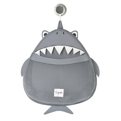 3 Sprouts Baby/Child Hanging Suctioned Cup Family Bath/Shower Storage Organizer with Large Mesh Pockets, Sea Shark