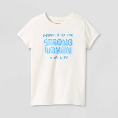 Girls' 'Mother's Day Strong Women' Short Sleeve Graphic T-Shirt - Cat & Jack™ Cream