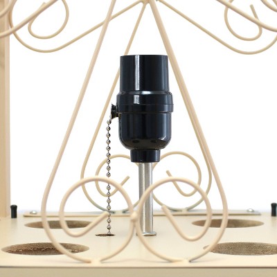 Chic White 12" Multi-Functional Wine Rack Shelf Lamp with Linen Shade