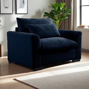 Corduroy Accent Chair with Deep Seat & Waist Pillow - 1 of 4