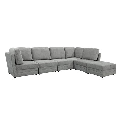 6pc Carson Fabric Modular Sectional Set Gray - Abbyson Living