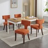 Lyngins Modern Armless Dining Chair Set of 2, Chenille Kitchen Chair with Wooden Legs & Copper Nail, Upholstered Accent Chair with Curved Backrest - 2 of 4
