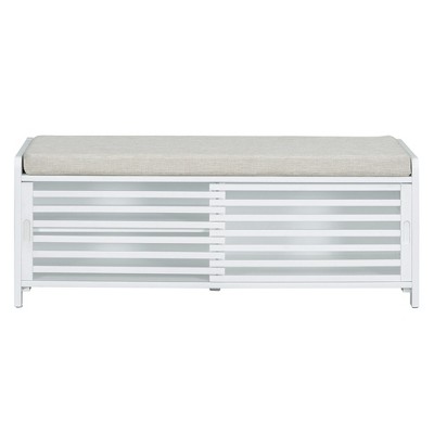 NicBex Modern 43.3" Storage Bench Wood Entryway Bench with Shutter Style Slats for Bedroom and Hallway
