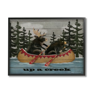 Stupell Industries Up A Creek Woodland Cabin Canoe Framed Giclee Art