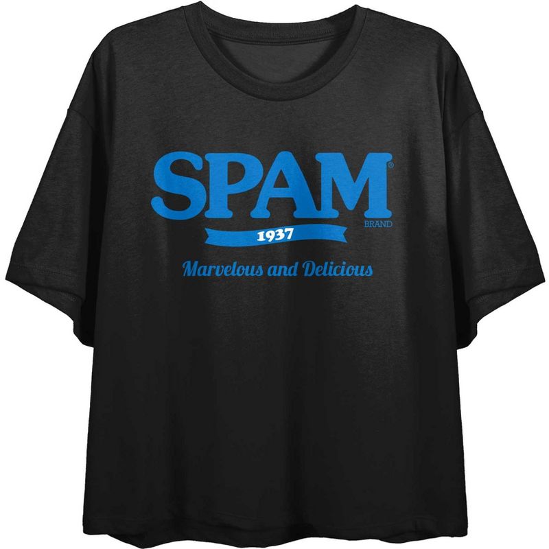 Spam Brand 1937 Logo Women's Black Crop T-shirt, 1 of 2