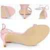 Perphy Women's Rhinestone Round Open Toe Ankle Tie Stiletto Heels Sandals - 4 of 4