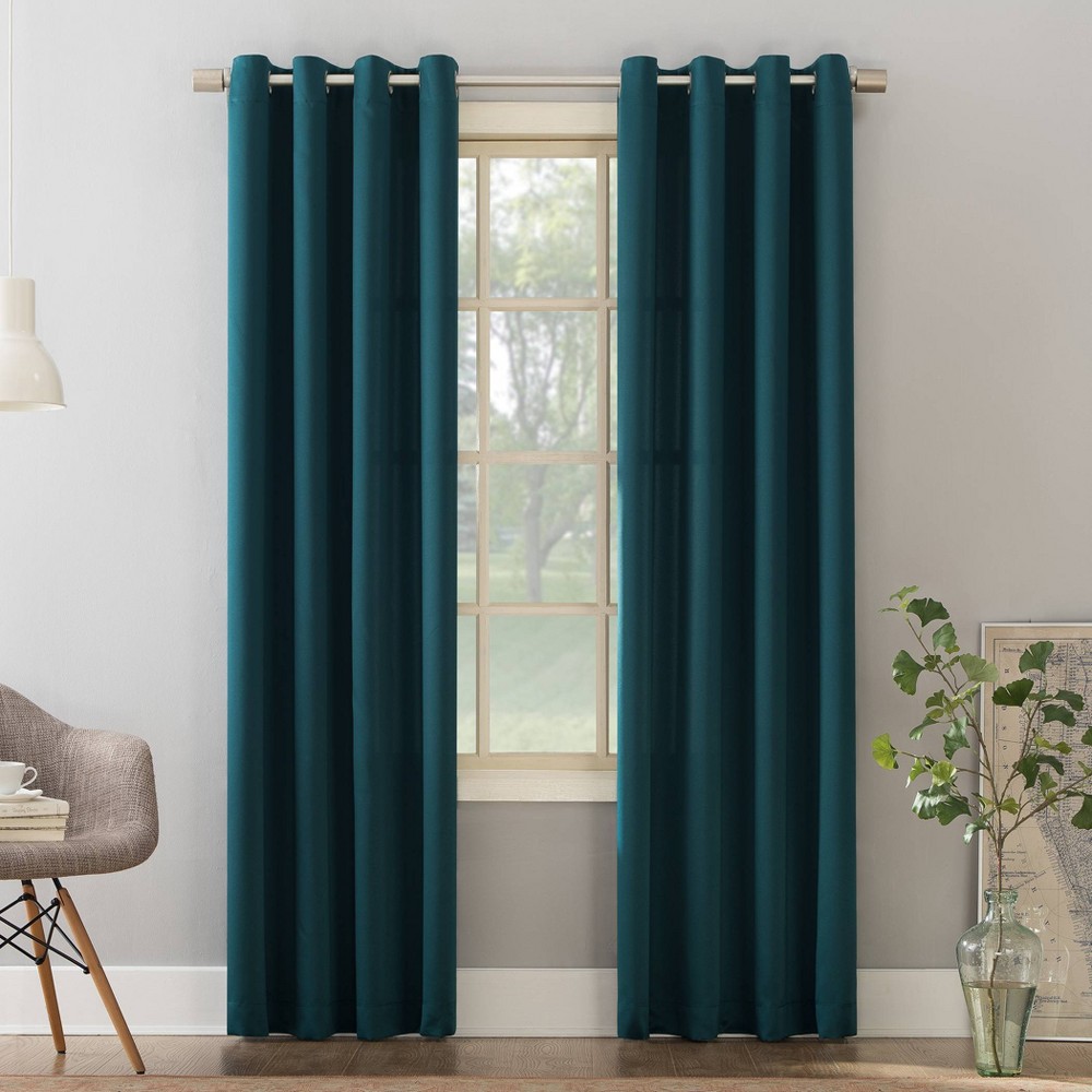 Photos - Curtains & Drapes 54"x54" Sun Zero Room Darkening Seymour Grommet Curtain Panel Teal