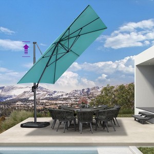 PURPLE LEAF 10x10 Ft Cantilever Umbrella Square Outdoor Patio Umbrella with 360 Rotation Adjustable Garden Pool Umbrella With Base - 1 of 4