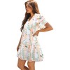 Amaryllis Women’s Floral Collared Babydoll Dress Puff Short Sleeves Flowy Silhouette Pockets Lightweight - 2 of 4