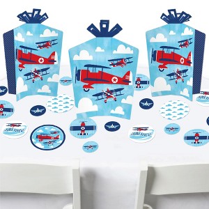 Big Dot of Happiness Taking Flight - Airplane - Vintage Plane Baby Shower or Birthday Party Decor and Confetti - Terrific Table Centerpiece Kit 30 Ct - 1 of 4