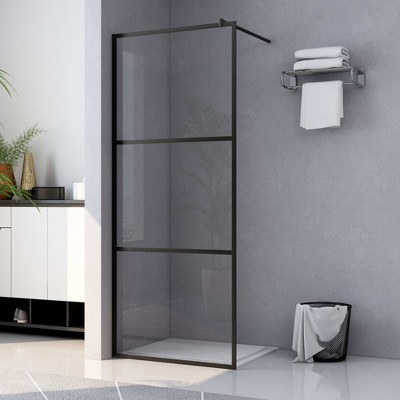 vidaXL Walk-in Shower Wall with Clear ESG Glass Black 31.5 in.x76.8 in.