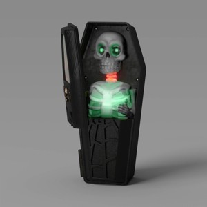 5" Light and Sound Skeleton in Coffin Halloween Decorative Prop Black - Hyde and EEK! Boutique™ - 1 of 4