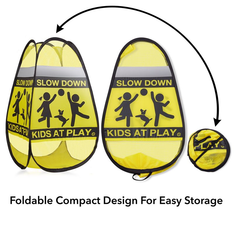Dryser 3-Pack Caution Slow Down Kids at Play Safety Signs with Reflective Tape - 24" Yellow Pop-up Children at Play Signs, 5 of 8