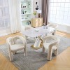 MAYEERTY Modern Soft Chenille Accent Chair - Open Back 3-Leg Barrel - Comfy Dining Set of 2 (Beige) - 2 of 4