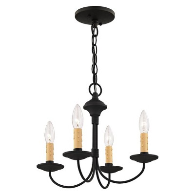 Black 4-Light Mini Chandelier with Candelabra Bulbs