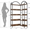 68.5" 5-Tier Arched Metal Frame Shelf ，Industrial L-Shaped  Tall Book Shelf ,  With Adjustable Feet & Anti-Tip Strap for Living Room ，Bedroom ，Office - 3 of 4