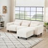 VYNXARIA The 84.6-inch beige teddy fleece creative sofa can be assembled into a two-seater sofa plus a single couch with three waist pillows - 4 of 4