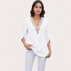 Anna-Kaci Women's V-Neck Blouse with Lace Trim Detail and 3/4 Split Sleeves Relaxed Fit - 2 of 4