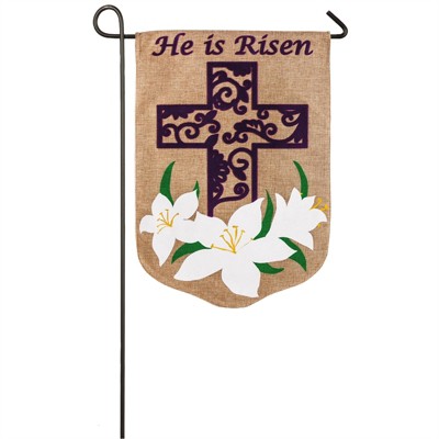 Evergreen Easter Lily Burlap Garden Flag, 12.5 x 18 inches