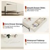 Modern White Wooden Coffee Table with Metal Legs & Open Storage for Living Room, Office - 3 of 4