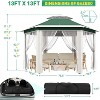13x13ft Hexagonal Patio Pop-Up Gazebo, Canopy Shelter with Mesh Netting, Event Tent with Strong Steel Frame for Backyard, Garden, Lawn - 2 of 4