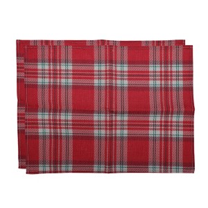 Unique Bargains Christmas Place Mats Square Plaid Linen 13"x17.7" 2 Pcs - 1 of 4