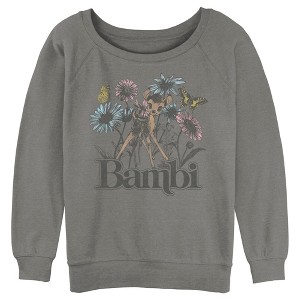 Juniors Womens Bambi Floral Sketch Sweatshirt - 1 of 4