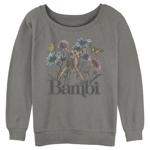 Juniors Womens Bambi Floral Sketch Sweatshirt - image 1 of 4