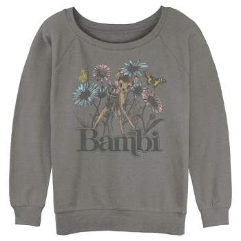Juniors Womens Bambi Floral Sketch Sweatshirt