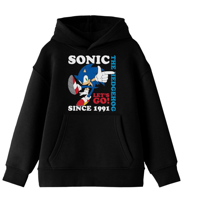 Sonic The Hedgehog Let's Go Since 1991 Boy's Black Sweatshirt, 1 of 3