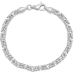 アクセサリー SILVER 925 BRACELET 925 Sterling Silver 4.1mm Round Byzantine Link Bracelet, 8 Inch