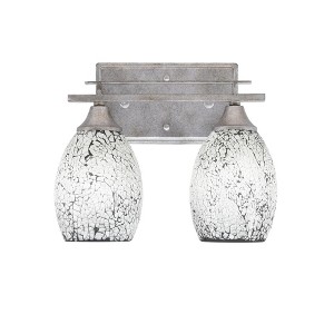 Toltec Lighting Uptowne 2 - Light Vanity in  Aged Silver with 5" Black Fusion Shade - 1 of 1