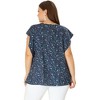 Agnes Orinda Women's Plus Size Summer Chiffon Floral Polka Dots Round Neck Blouses - 4 of 4