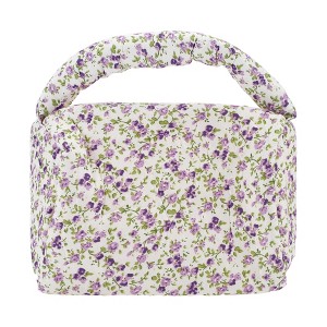 Unique Bargains Women's Floral Handheld Travel Makeup Bag 1 Pc - 1 of 3