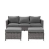 Sonkuki 3-Seater Patio Sofa Set Brown/Gray Rattan with Ottomans - 2 of 4