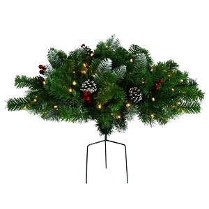 vidaXL Artificial Pathway Pre-lit Christmas Tree Xmas Decoration Green PVC - 15.7" - 1 of 4