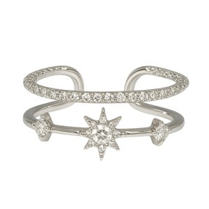 Silver Copper Star & Crystal Modern Women's Stackable Ring - 1 of 4