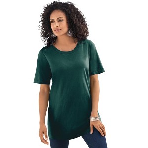 Roaman's Plus Size Cotton Ultimate Crewneck Tee - 1 of 4