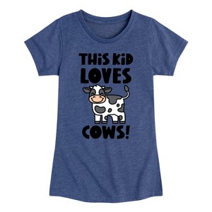 Girls' - Instant Message - This Kid Loves Cows Fitted Short Sleeve Graphic T-Shirt - 1 of 4