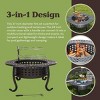 Pure Garden 37" Wood Burning Round Outdoor Fire Pit & Lid Brown: Steel Frame, Includes Poker & Cover, 4200 BTU - 4 of 4