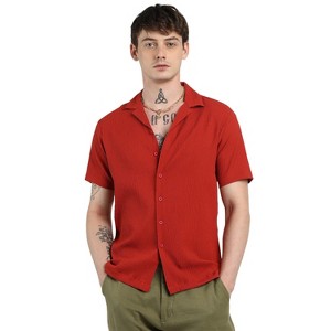 Campus Sutra Men Men's Scarlet Red Creased Shirt - 1 of 4