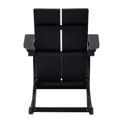 Emma + Oliver Black Poly Resin Adirondack Rocking Chair with Arms