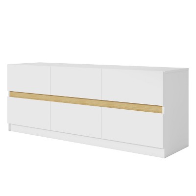 NicBex 6 Drawers Dresser for Bedroom,Chest of Drawers with Handle Free Design,Modern Freestanding Dresser,Storage Dressers for Bedroom,White