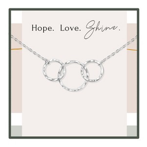HOPE LOVE SHINE Three 3 Ring Interlocking Circles Necklace - Minimalist Jewelry in Gold or Silver for Women - 1 of 4