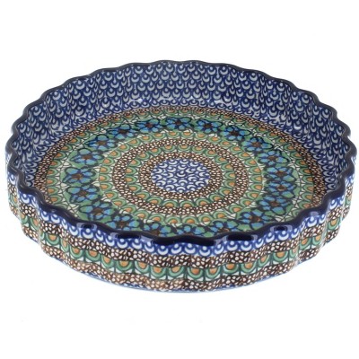 Blue Rose Polish Pottery Mardi Gras Torte Plate