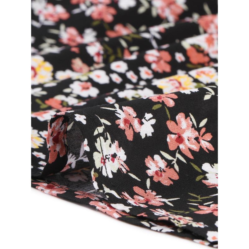 Allegra K Women's Floral Print Ruffle Hem High Elastic Waist Casual A-Line Midi Skirt, 5 of 6