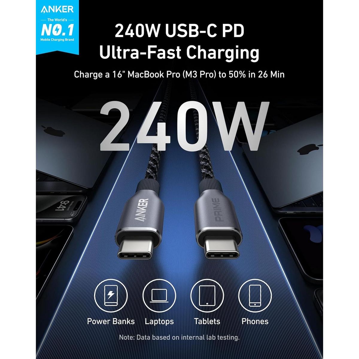 Anker Prime Docking Station (14-Port, 160W Max Output, 10 Gbps) + Anker Prime Thunderbolt 4 USB-C Cable, (3.3 ft, 240W, 40 Gbps) - thumbnail 6