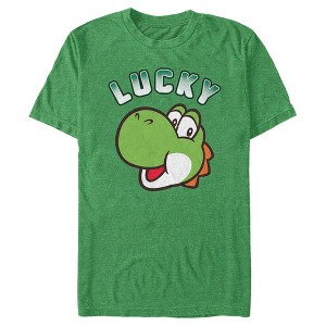 Men's Nintendo Super Mario St. Patrick's Day Lucky Yoshi Retro T-Shirt - 1 of 4