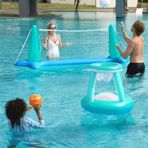 Joyfy Inflatable Volleyball Net & Basketball Hoop Pool Float Set with Balls - Perfect Summer Pool Games for Kids & Adults Beach Parties & Backyard Fun - 1 of 4